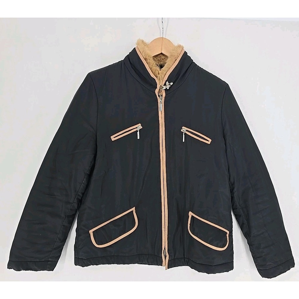 Sartorina Made In Italy Women's Polyester & Leather Coat Sz S | Sz 38 JPN Import